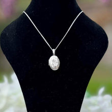 Load image into Gallery viewer, Vintage Floral Sterling Silver Locket Necklace - 1980s Edwardian Style
