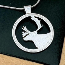 Load image into Gallery viewer, Vintage Sterling Silver Stag Pendant Necklace: Open-Work Caribou Design
