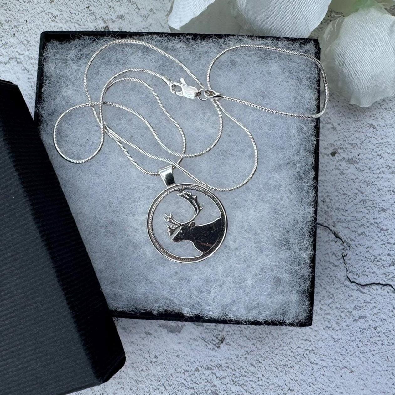 Vintage Sterling Silver Stag Pendant Necklace