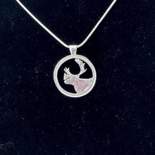 Load image into Gallery viewer, Vintage Sterling Silver Stag Pendant Necklace: Open-Work Caribou Design
