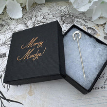 Load image into Gallery viewer, Victorian Sterling Silver Horseshoe Stick Pin - Equestrian Cravat Lapel Brooch
