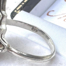 画像をギャラリービューアに読み込む, Antique Art Deco 935 Silver Sugar-Loaf Cut Lapis Lazuli Cocktail Ring, Germany. 1920s Egyptian Revival Statement Cocktail Ring, Size M/6.25
