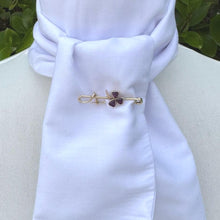 Cargar imagen en el visor de la galería, Antique Victorian Amethyst Heart Shamrock Rolled Gold Stock Pin Brooch. Nappy Pin Style Lapel/Cravat/Tie Pin. Antique Equestrian Jewellery
