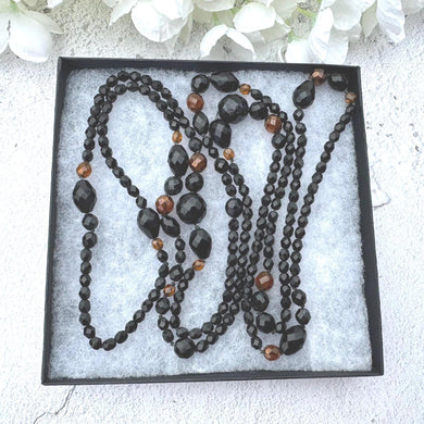 Antique Art Deco French Jet Flapper Necklace, 63