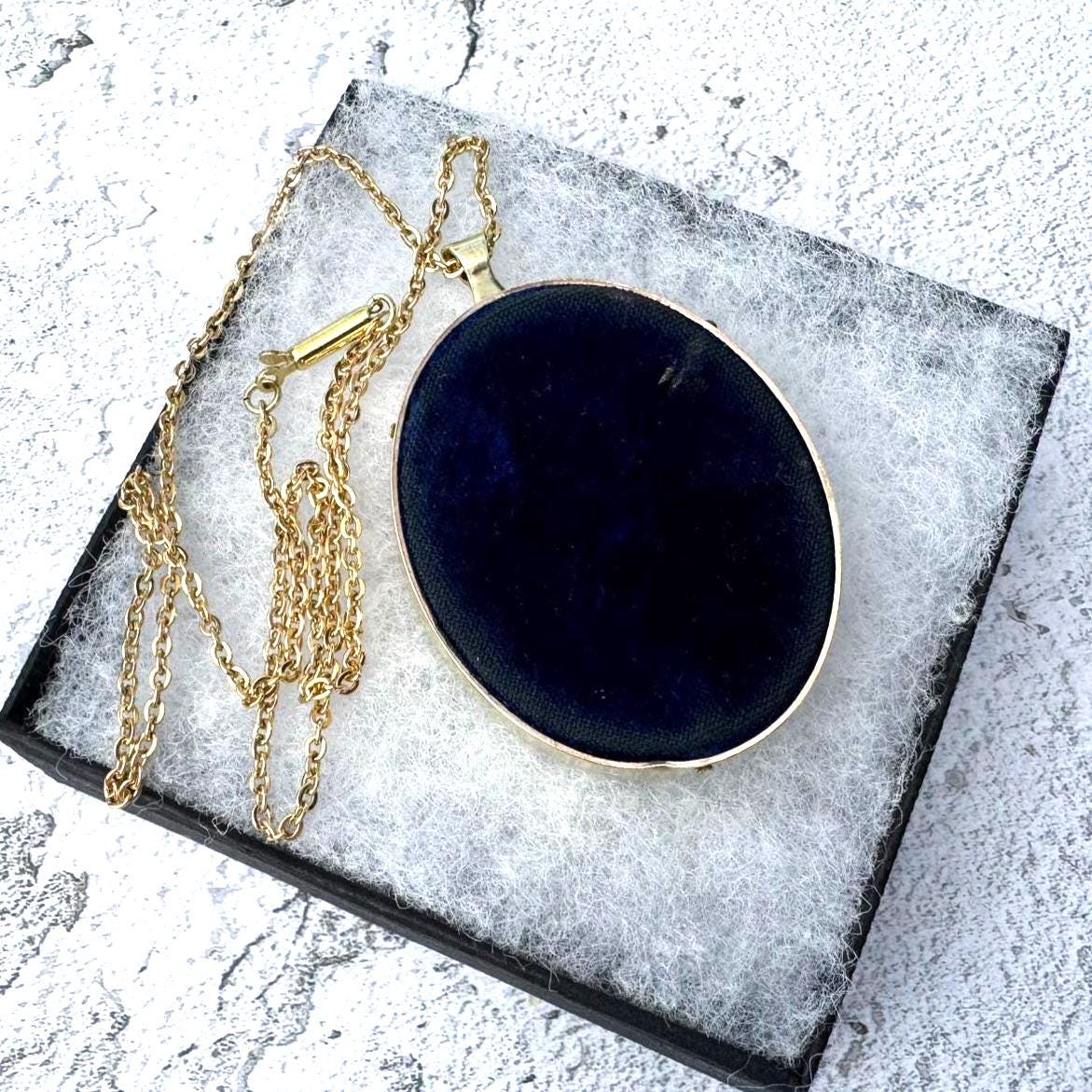 Antique Gold Gilt Baby Boy Portrait Miniature Pendant Necklace. Victorian/Edwardian Hand-Painted Picture Pendant Locket & Period Chain