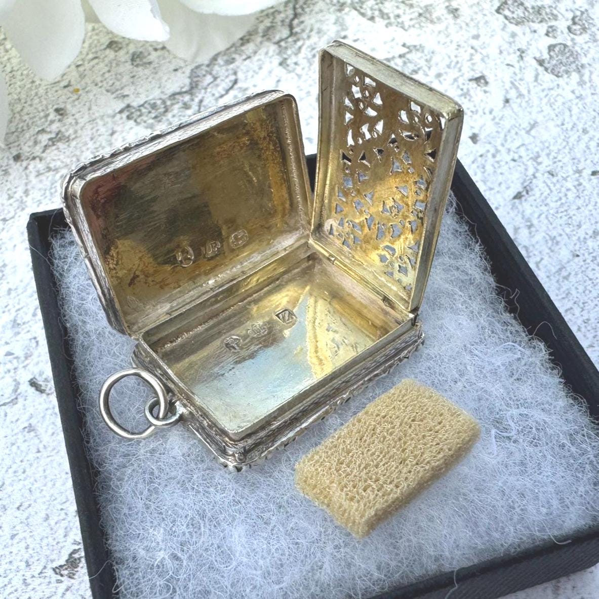 Superb Antique Georgian Sterling Silver Vinaigrette Pendant, John Bettridge Dated 1823. Alternative Antique Silver Keepsake Locket Pendant