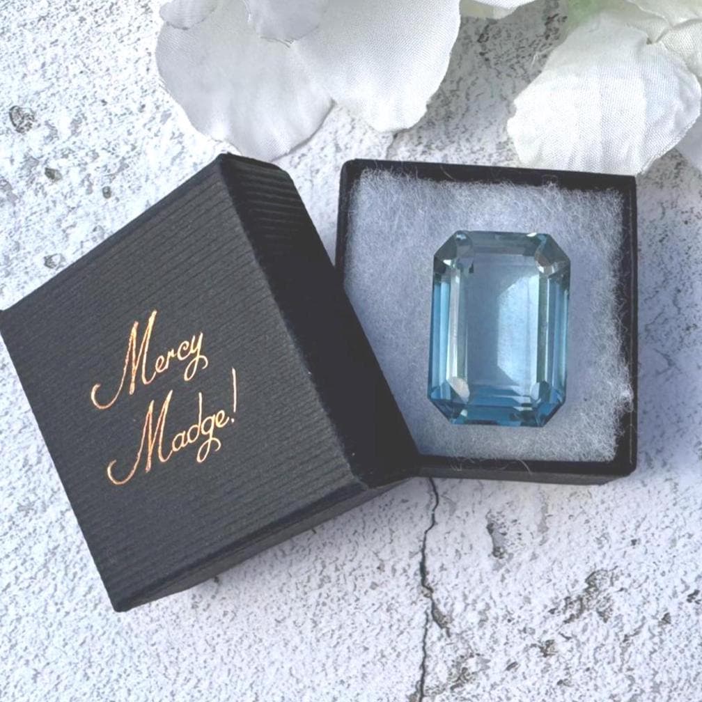 Exceptional 72.92ct London Blue Topaz, Emerald Cut Large Loose Gemstone, Vintage 1970s