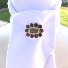 Cargar imagen en el visor de la galería, Antique Georgian 15ct Gold, Flat-Cut Garnet &amp; Hair Work Brooch. Mourning,Sentimental,Love Token Jewelry. Small Gold Brooch, Lapel/Cravat Pin
