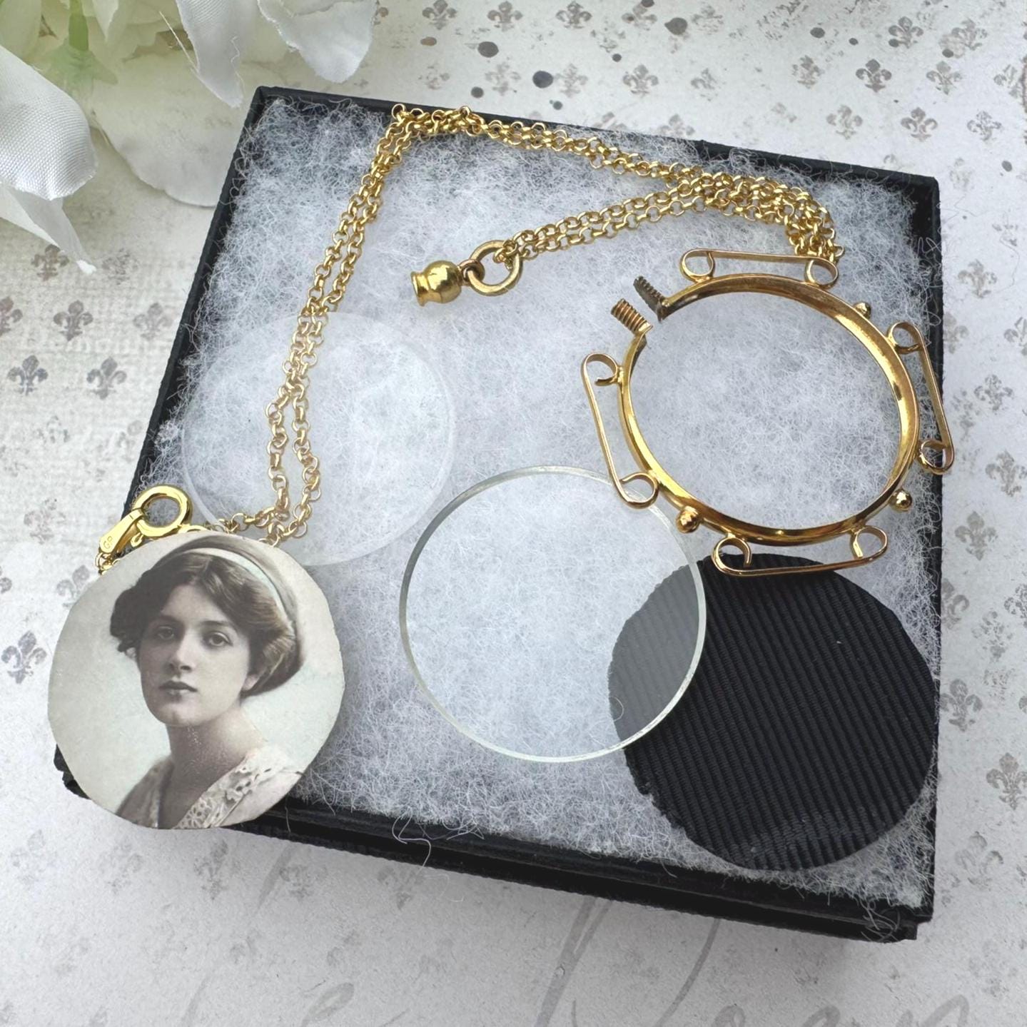 Antique Edwardian Rolled Gold Breloque Picture Pendant With Period Photo