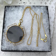 Cargar imagen en el visor de la galería, Antique Edwardian Rolled Gold Breloque Picture Pendant Locket With Photo. Yellow Gold Double Sided Glass Shaker/Keepsake Pendant &amp; Chain
