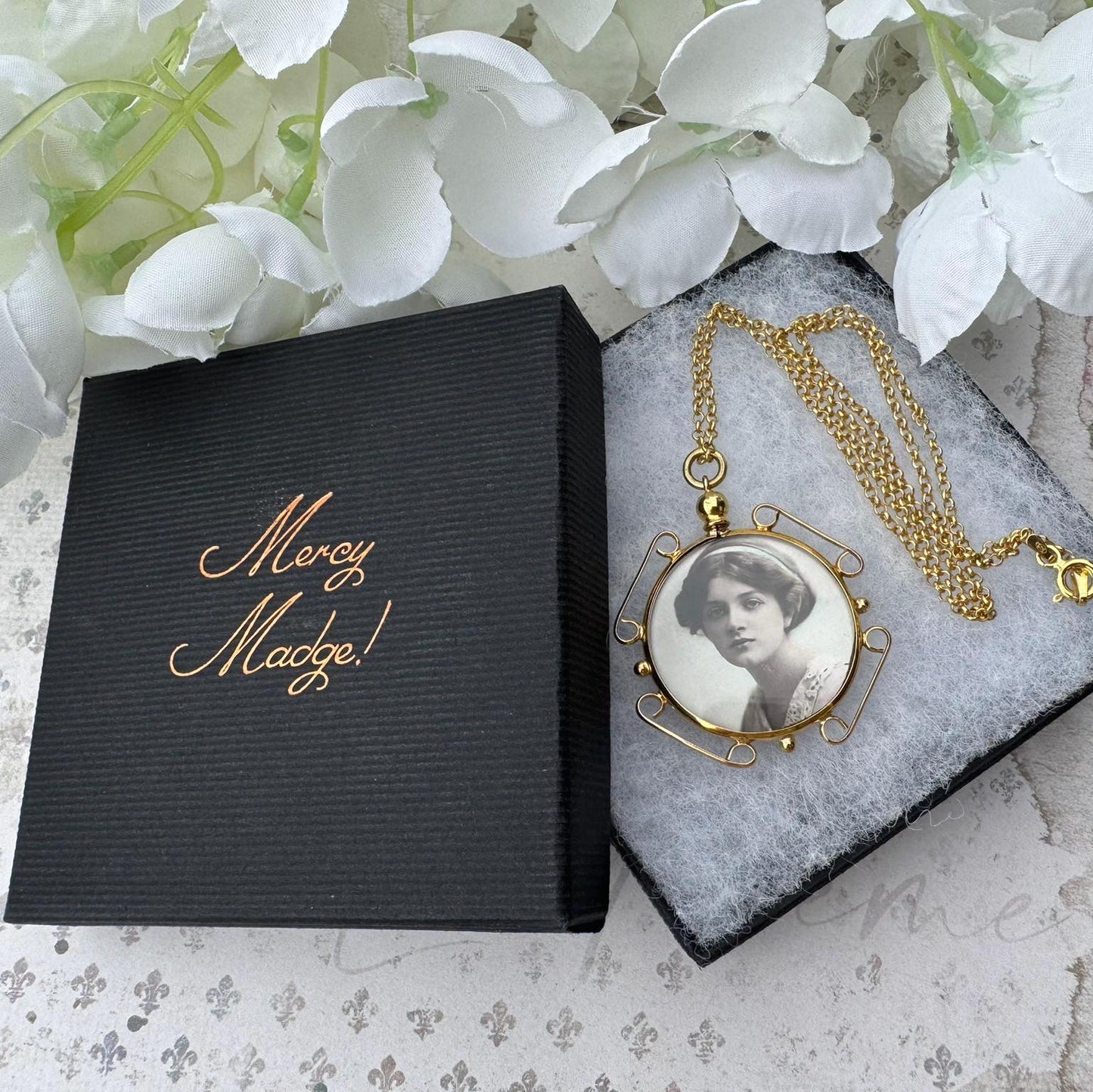 Antique Edwardian Rolled Gold Breloque Picture Pendant With Period Photo