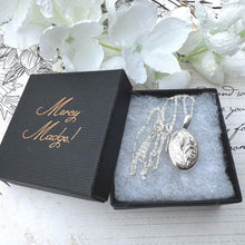 Load image into Gallery viewer, Vintage Floral Sterling Silver Locket Necklace - 1980s Edwardian Style
