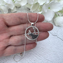 Load image into Gallery viewer, Vintage Sterling Silver Stag Pendant Necklace: Open-Work Caribou Design
