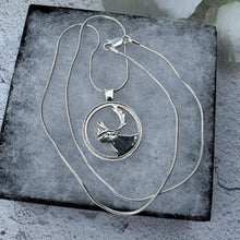 Load image into Gallery viewer, Vintage Sterling Silver Stag Pendant Necklace: Open-Work Caribou Design
