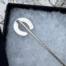 Load image into Gallery viewer, Victorian Sterling Silver Horseshoe Stick Pin - Equestrian Cravat Lapel Brooch
