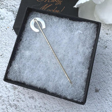 Load image into Gallery viewer, Victorian Sterling Silver Horseshoe Stick Pin - Equestrian Cravat Lapel Brooch
