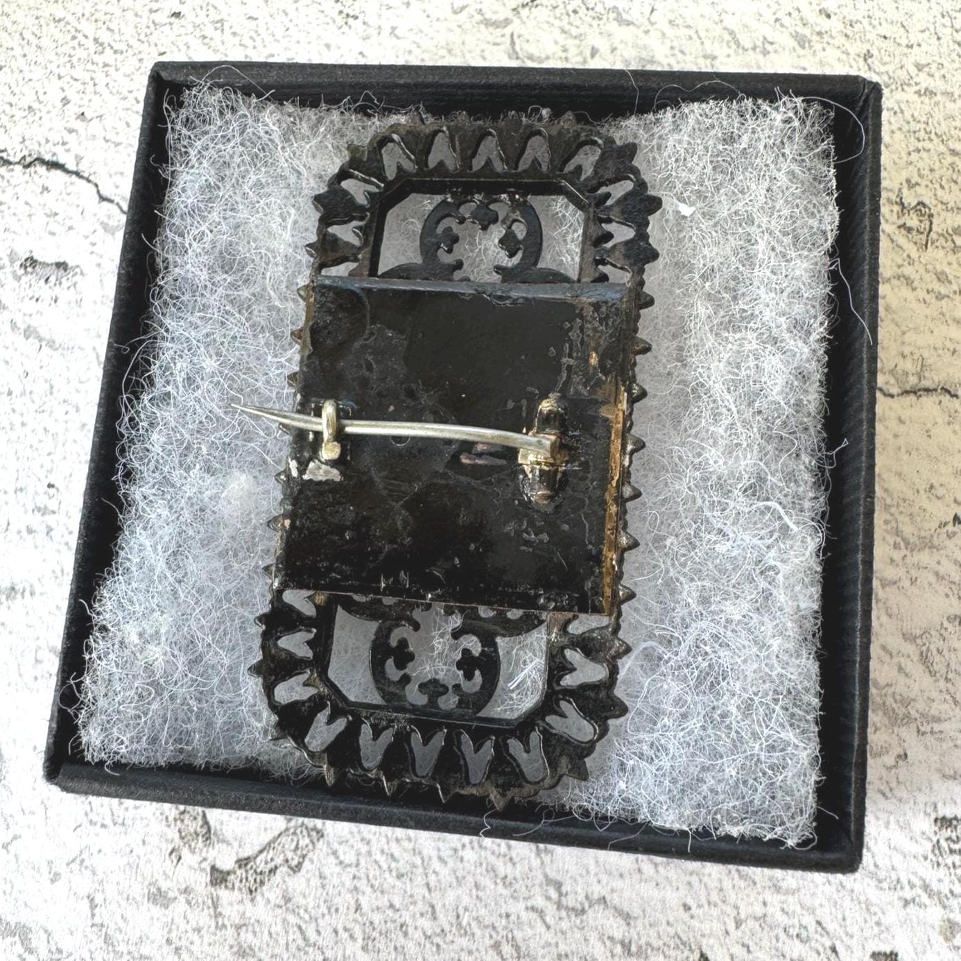 Antique Georgian Large Berlin Ironwork Neoclassical Brooch, Circa 1790