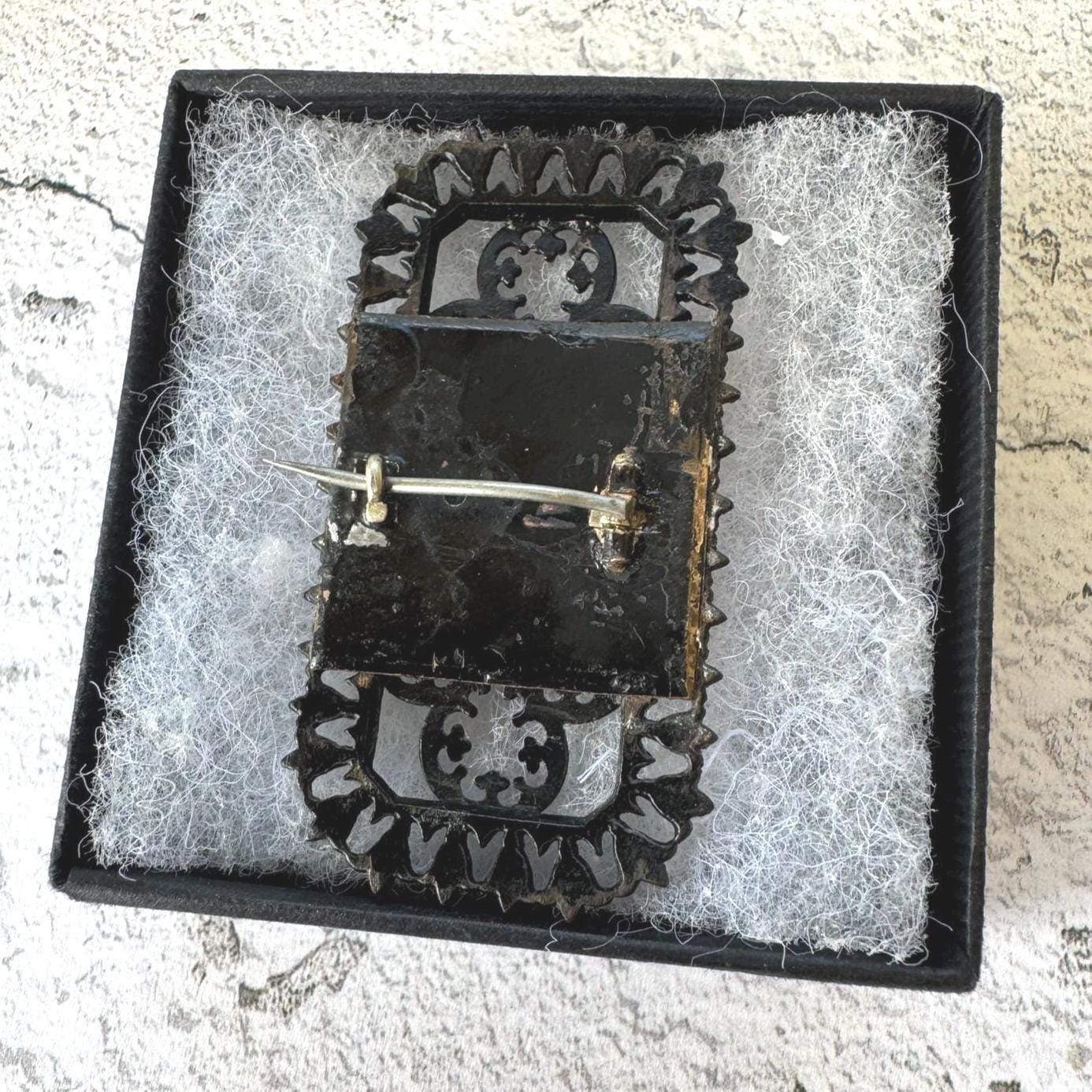 Rare Antique 19th Century Berlin Iron Large Neoclassical Brooch