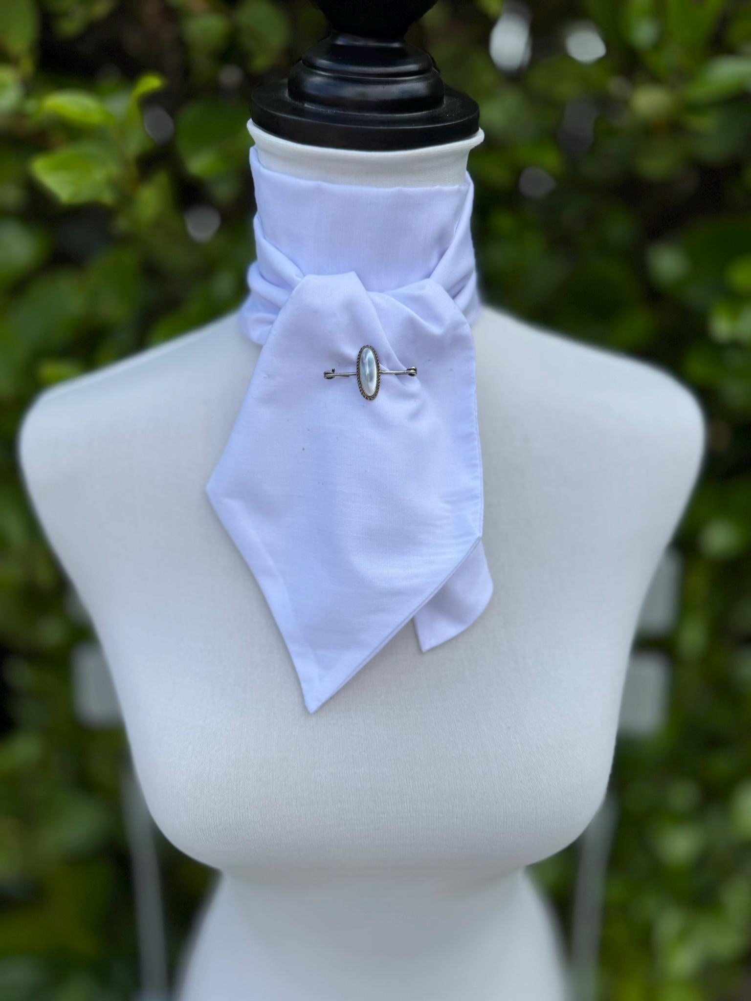 Antique Victorian "Coque De Perle" Silver Stock Pin Brooch Boxed. Sterling Silver & Pearl Equestrian Nappy Pin Style Lapel/Cravat/Tie Pin