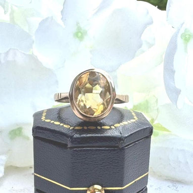 Vintage 9ct Gold Citrine Solitaire Ring