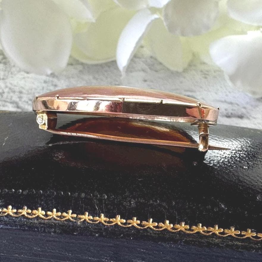 Antique Georgian 9ct Rose Gold Scottish Banded Carnelian Brooch. Alternative Lapel/Cravat/Stock Pin. Victorian Scottish Pebble Jewelry