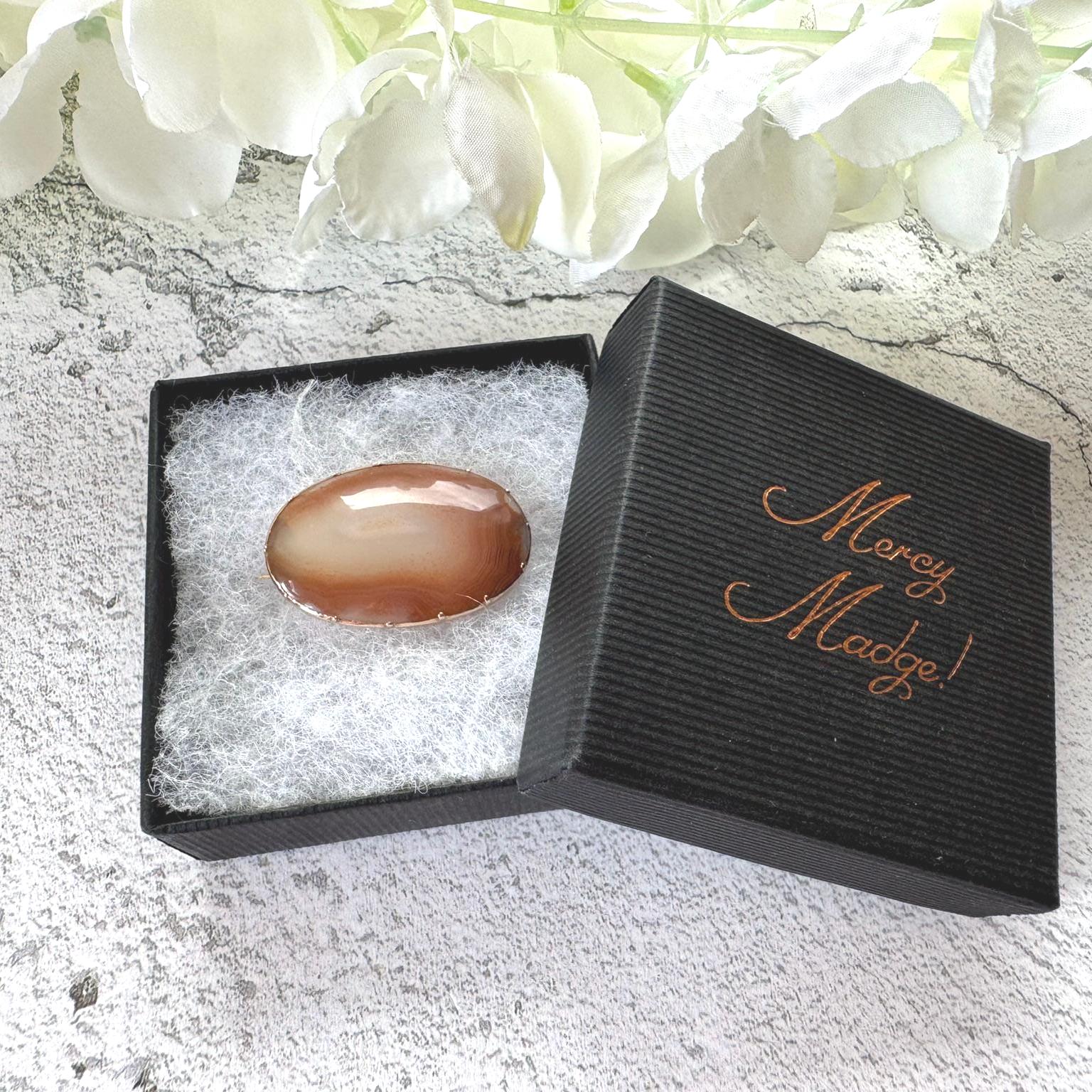 Antique Georgian 9ct Rose Gold Scottish Banded Carnelian Brooch. Alternative Lapel/Cravat/Stock Pin. Victorian Scottish Pebble Jewelry