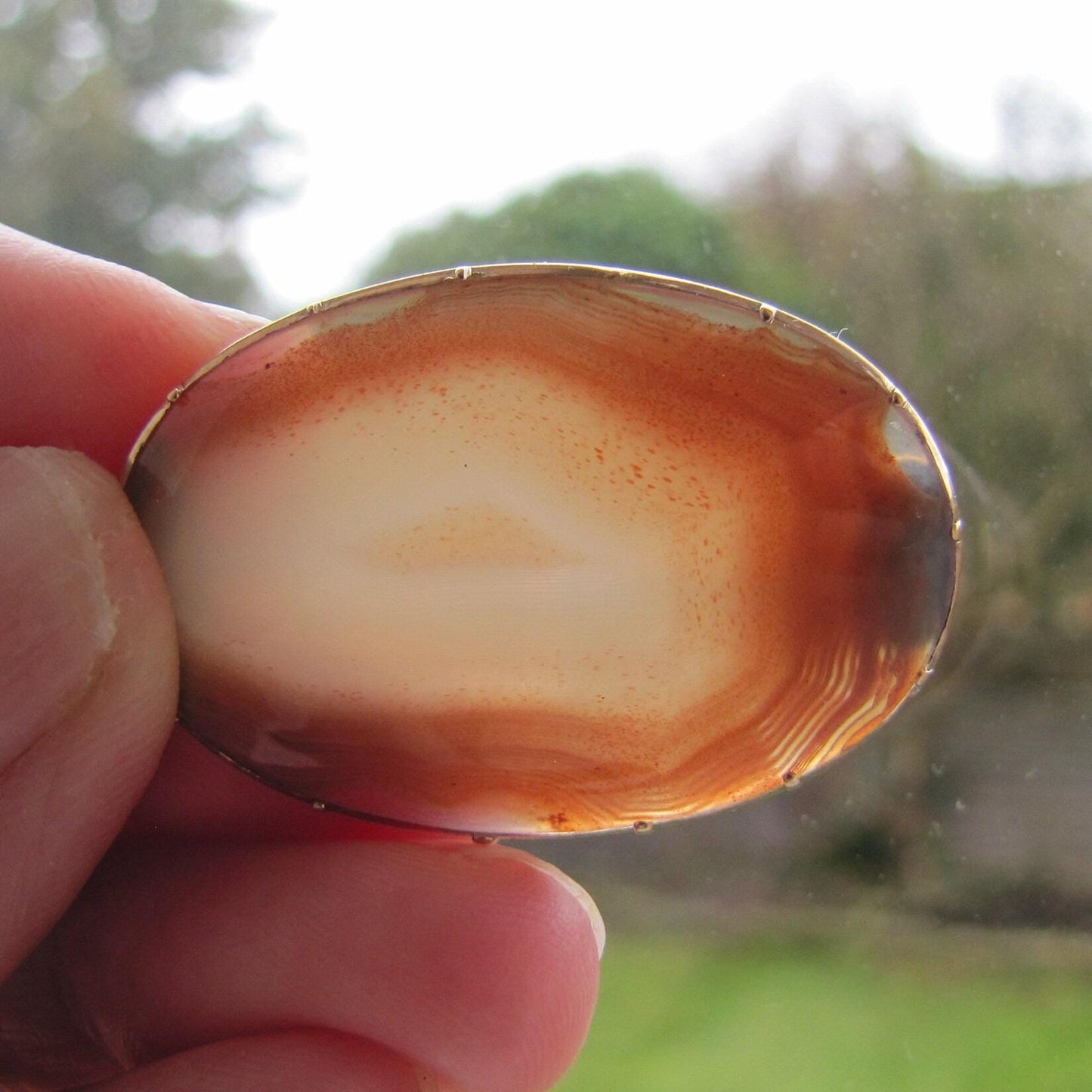 Antique Georgian 9ct Rose Gold Scottish Banded Carnelian Brooch. Alternative Lapel/Cravat/Stock Pin. Victorian Scottish Pebble Jewelry