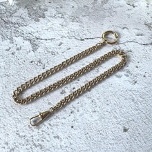 Load image into Gallery viewer, Antique Single Albert Pocket Watch Chain: Art Deco Gold Tone Curb Link Bracelet
