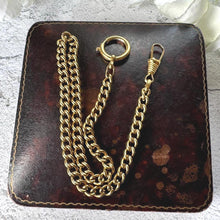 Load image into Gallery viewer, Antique Single Albert Pocket Watch Chain: Art Deco Gold Tone Curb Link Bracelet
