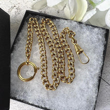 Load image into Gallery viewer, Antique Single Albert Pocket Watch Chain: Art Deco Gold Tone Curb Link Bracelet
