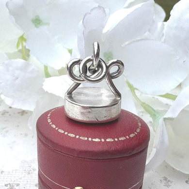 Antique Georgian Silver Eternity Knot Seal Fob Pendant. Lady's Dainty Intaglio Wax Seal Monogram Pendant. Silver Scroll Bloodstone Pendant.