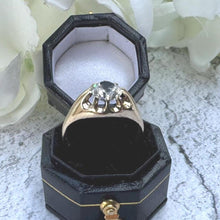 Load image into Gallery viewer, Vintage 9ct Gold Belcher Ring: 1.50ct White Spinel, Dated 1973, Size M/6
