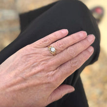 Load image into Gallery viewer, Vintage 9ct Gold Belcher Ring: 1.50ct White Spinel, Dated 1973, Size M/6
