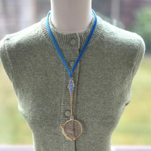 Load image into Gallery viewer, Antique 14ct Gold Filled French Blue Enamel Folding Lorgnette/Quizzing Glass In Original Case. Victorian Eyeglasses. Gold Magnifying Pendant
