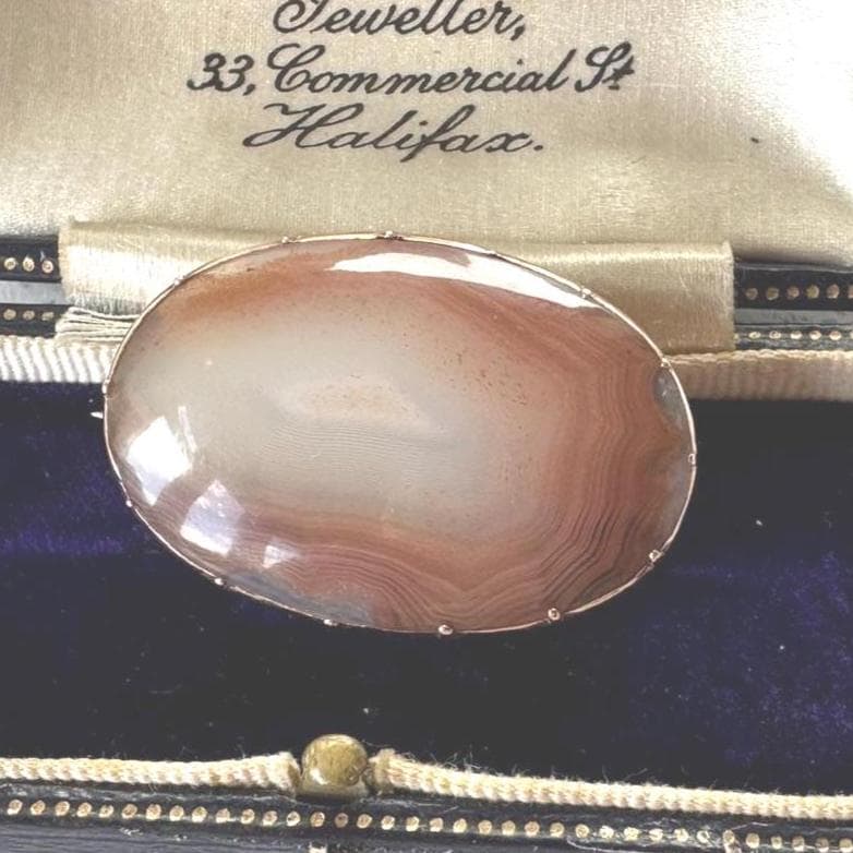 Antique Georgian 9ct Rose Gold Scottish Banded Carnelian Brooch. Alternative Lapel/Cravat/Stock Pin. Victorian Scottish Pebble Jewelry