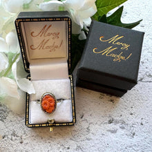 Cargar imagen en el visor de la galería, Art Deco Coral Daisy Ring: Sterling Silver Thomas Mott England, Size O-1/2 / 7.5
