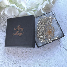 Load image into Gallery viewer, Antique Victorian Sterling Silver Albert Watch Chain/Necklace with Gold Shield Fob
