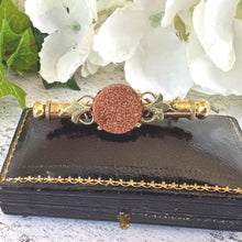 Load image into Gallery viewer, Victorian Goldstone German Nanny Brooch - Novelty Sewing Etui - Seamstress Jewellery - Antique Needle Case
