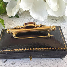 Load image into Gallery viewer, Victorian Goldstone German Nanny Brooch - Novelty Sewing Etui - Seamstress Jewellery - Antique Needle Case
