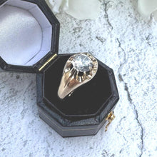 Load image into Gallery viewer, Vintage 9ct Gold Belcher Ring: 1.50ct White Spinel, Dated 1973, Size M/6
