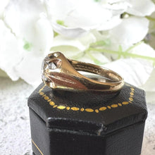 Load image into Gallery viewer, Vintage 9ct Gold Belcher Ring: 1.50ct White Spinel, Dated 1973, Size M/6
