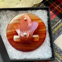 Load image into Gallery viewer, Victorian Scottish Agate Fleur-de-Lis Brooch - Sterling Silver, 1870
