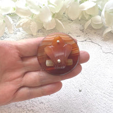 Load image into Gallery viewer, Victorian Scottish Agate Fleur-de-Lis Brooch - Sterling Silver, 1870
