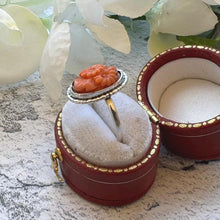 Cargar imagen en el visor de la galería, Art Deco Coral Daisy Ring: Sterling Silver Thomas Mott England, Size O-1/2 / 7.5
