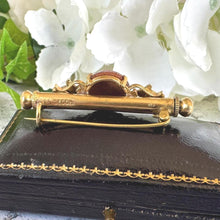 Load image into Gallery viewer, Victorian Goldstone German Nanny Brooch - Novelty Sewing Etui - Seamstress Jewellery - Antique Needle Case
