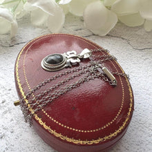 Load image into Gallery viewer, Victorian Sterling Silver Agate Pendant Necklace: Antique Scottish Pebble Jewellery
