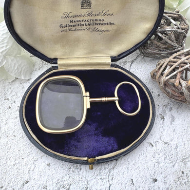 Antique Georgian Magnifying Glass Pendant: 9ct Gold Regency Era Quizzing Glass