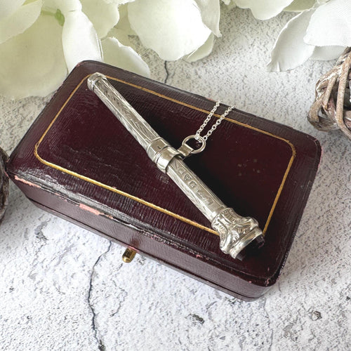Victorian Sterling Silver Miniature Pencil Pendant, Chester 1900