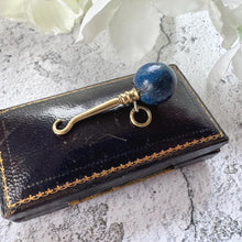 Load image into Gallery viewer, Antique Victorian Lapis Lazuli Novelty Miniature Button Hook Pendant Charm
