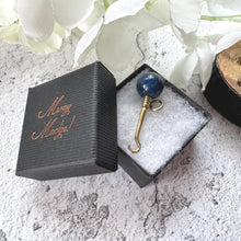 Load image into Gallery viewer, Antique Victorian Lapis Lazuli Novelty Miniature Button Hook Pendant Charm
